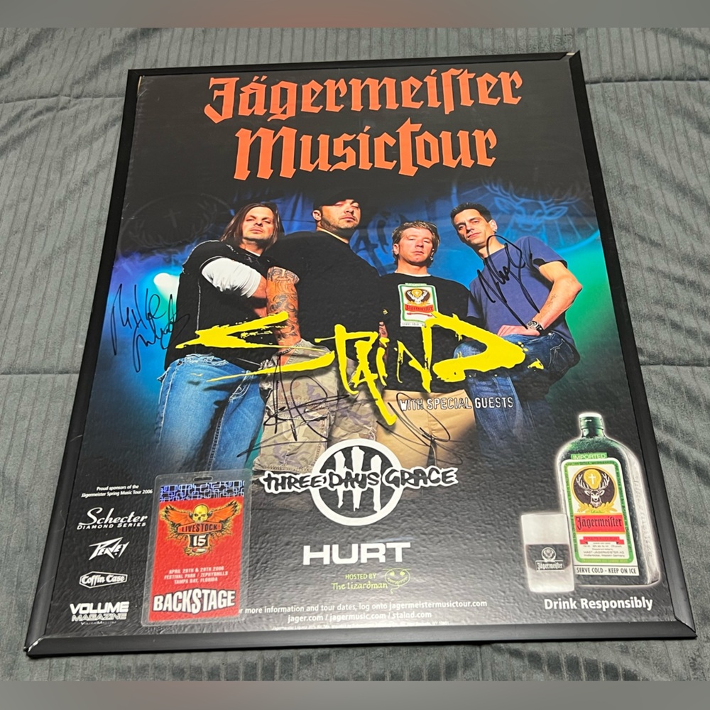 VTG Staind Band "Jagermesiter Tour" Poster Autographed All 4 Original Members